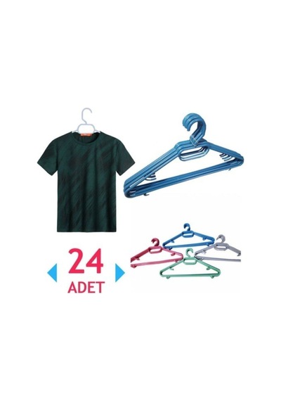 24 Adet Siyah Plastik Elbise Askısı 24'lü Set Plastik Siyah Diğer
