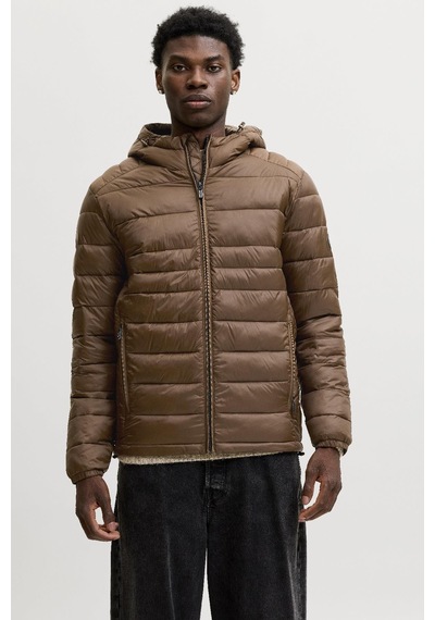 Jack & Jones Jjekıngsley Erkek Kapüşonlu Hafif Şişme Mont Puffer Günlük Rahat Kahve