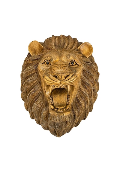 Maun Ağacı Ahşap El Oyması Aslan Büstü 50 Cm No.8 Standart
