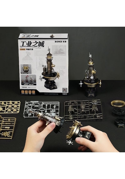 Rokr Cgm01 Navi Lighthouse Dıy Mechanical 3d Puzzle Maket Model Seti 3d Model Kit Detaylı Dekoratif Hobi Seti Hareketli Ve Işıklı