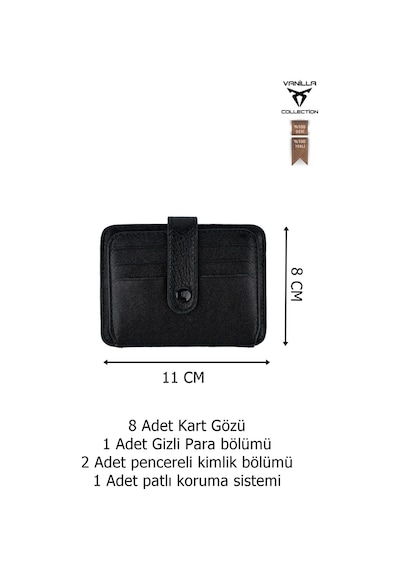 Hakiki Deri Unisex Kredi Kartlık Cüzdan Portföy Süper Ince Model Siyah