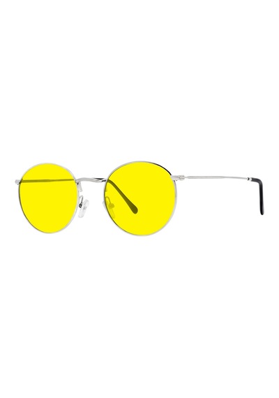 Unisex Altın Rengi Polarize Yuvarlak Retro Gözlük Yeşil - Turuncu 99689310