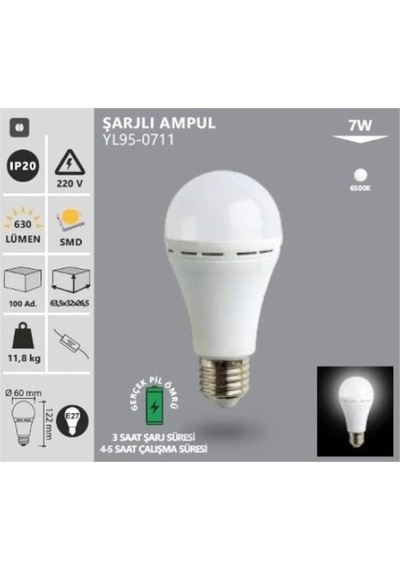Noas Yl95-0711 Şarjlı Led Ampul 7w
