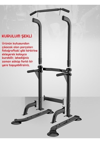 Antreman Güç Kulesi Şınav Barfiks Mekik Egzersiz İstasyonu