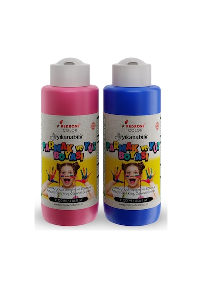 Pembe-mavi Parmak Boyası 2'li Set 2x120ml Yıkanabilir, Cinsiyet Partisi Için Kullanılabilir