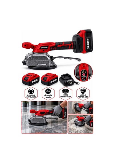 Dragro Drg-21v Metal K Şanzıman Lithium Çift Akülü Fayans Cam Karo Döşeme Vantuz Makinesi Çantalı