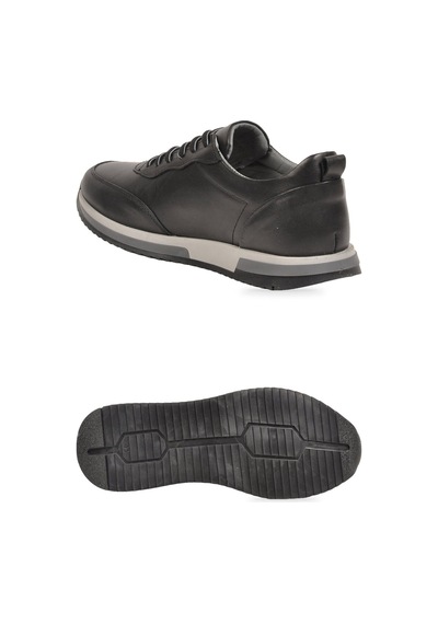 Castle Black Siyah Hakiki Deri Bağcıklı Erkek Casual Sneaker Ayakkabı 42172