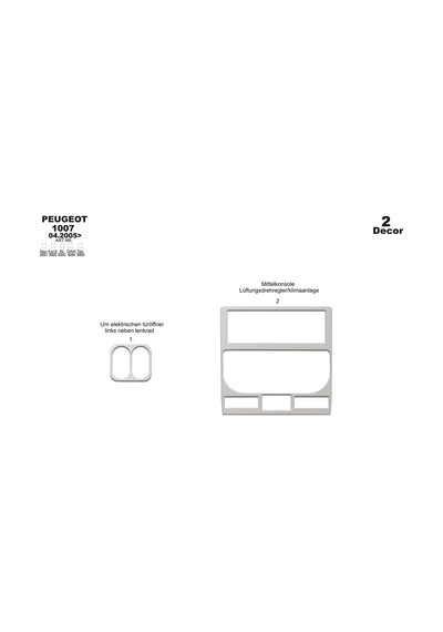 Peugeot 1007 Torpido Kaplama 2005 2 Parça Alüminyum