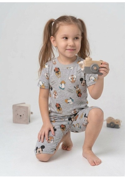 Beka Kids Kız Çocuk Kısa Kollu Ve Şortlu Bisiklet Yaka Rahat Desenli Pijama Takımı Alt-üst Takım Krem