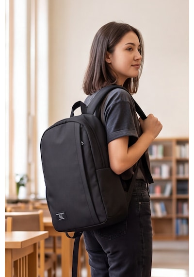 Unisex Üniversite Okul İş Günlük Kullanım Siyah Sırt Çantası Hafif Ergonomik Tasarım