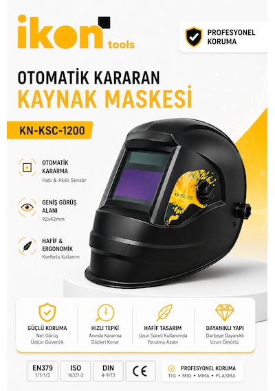 Otomatik Kararan Kaynak Maskesi Ayarlanabilir Kaynakçı Maskesi Tıg Mıg Mma Uyumlu