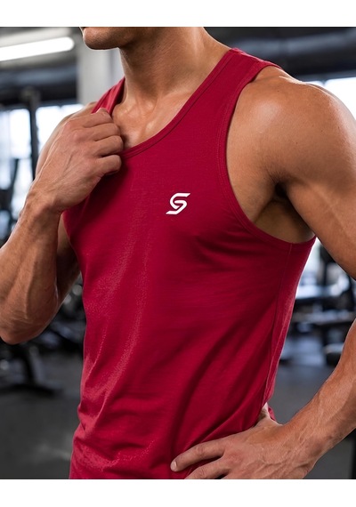 Sapeur Erkek Sporcu Atlet - Nefes Alabilir Fit Kesim, Gym & Fitness Tanktop Kırmızı