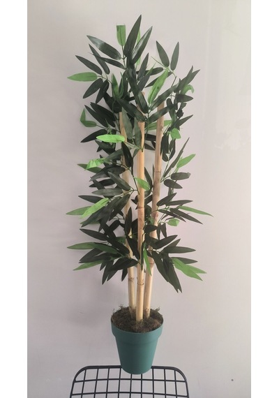 Rüzgar Yapay Çiçekçilik 90 Cm Yeşil Saksıda 3 Lü Bambu Yeşil