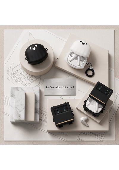 Caseonn Anker Soundcore Liberty 5 Kılıf Karakter Figürlü Hayalet Beyaz