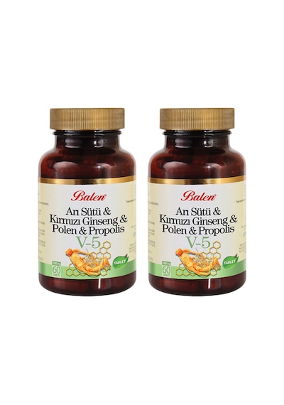 2 Adet Balen V5 Arı Sütü-Kırmızı Ginseng-Polen-Propolis 60 Tablet