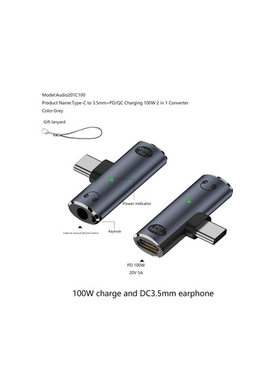 Lexroo 2in1 Type C To 3.5mm Kulaklık Type C 100w Hızlı Şarj Dönüştürücü Otgcx Standart