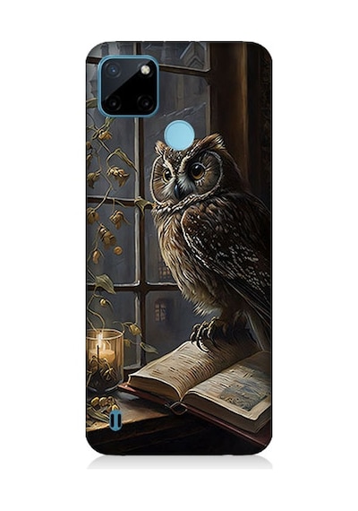 Realme C21y Uyumlu Baykuş Ve Kitap Desenli Silikon Kılıf