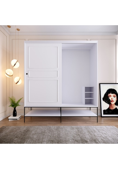 Pasific Home Martin 2 Kapaklı Sürgülü Gardırop Elbise Dolabı Parlak Beyaz 190 CM