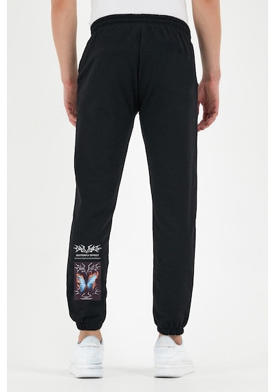Siyah Savage Butterfly Baskılı Eşofman Altı Jogger Siyah