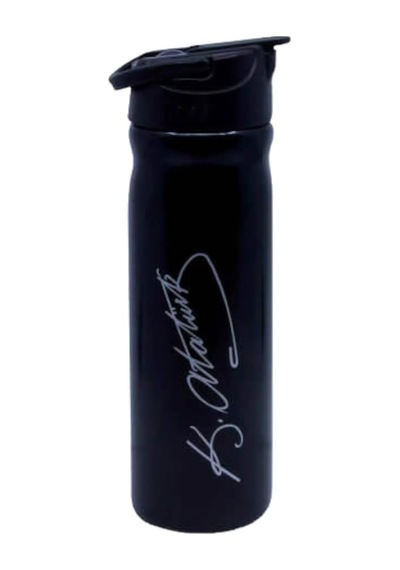 Kirtasiye Atatürk Baskılı Çelik Matara, 500 Ml, Pipetli, Siyah Diğer