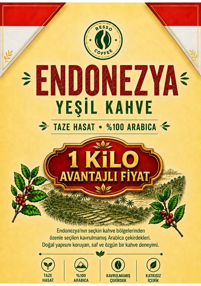 Avantaj Endonezya %100 Arabica Yeşil & Çiğ Kahve Çekirdeği 1 Kilo Çekirdek Kahve