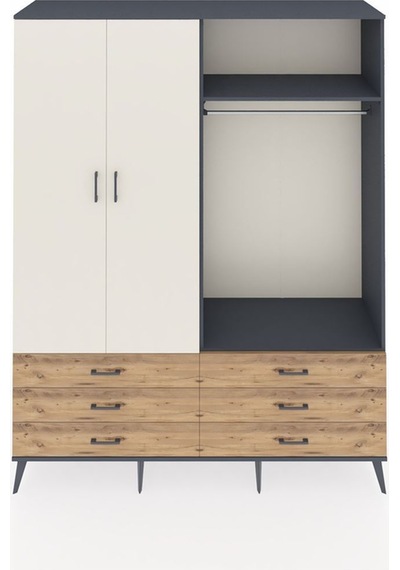Hyperion Gardrop 4 Raflı 6 Çekmeceli 2 Askılı 176x44x221 Antrasit-aytaşı/çam Aytaşı/çam Hyperion Gardrop 4 Raflı 6 Çekmeceli 2 Askılı 176x44x221 Antrasit-aytaşı/çam Aytaşı/çam