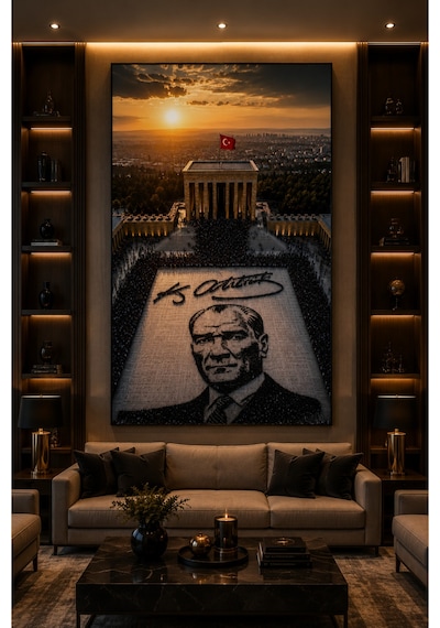 Vatan Sevgisini, Cumhuriyet Ruhunu Ve Atatürk E Duyulan Saygıyı Dekorasyonunuza Taşıyan Eşsiz Bir Sanat Eseri Salon Ve Ofisleriniz De Şık Duracak Kırılmaz Lüks Temperli Cam Tablo