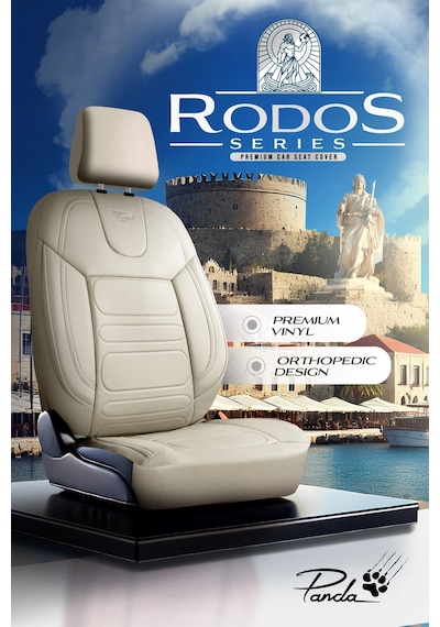 Kemik - Kemik Panda Rodos Serisi Deri Ortopedik Oto Koltuk Kılıfı - Tam Set