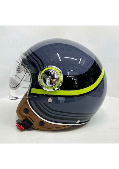 Nero Tk-06 Şefaf Vizörlü Yarım Açık Kask Gri Yeşil