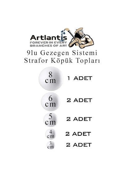 Güneş Sistemi Maketi İçin 9 Lu Boyanabilir Strafor Top Seti Gezegenler Modeli Deney Okul Seti Köpük Küre Top