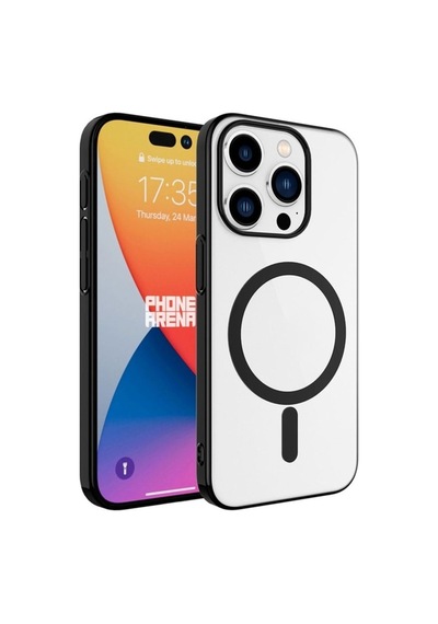 Apple Uyumlu iPhone 15 Pro Max Kılıf Zore Wireless Şarj Özellikli Pixel M-safe Kapak Siyah