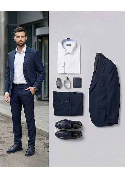 Bys Beystil Erkek Lacivert Blazer Ceket Petek - Slim Fit