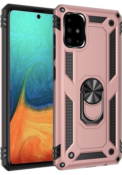 Samsung Uyumlu Galaxy A71 Kılıf Sofya Yüzüklü Silikon Kapak Gül