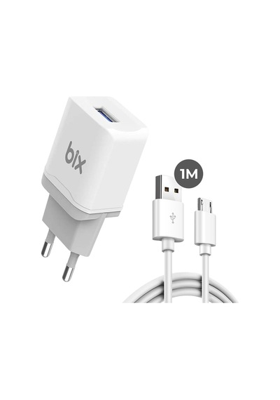 Bix Bxm12w Usb-a Port 10w Pd Chargıng Adapter &amp Amp Usb-a To Mıkro Usb Cable,beyaz 22638927