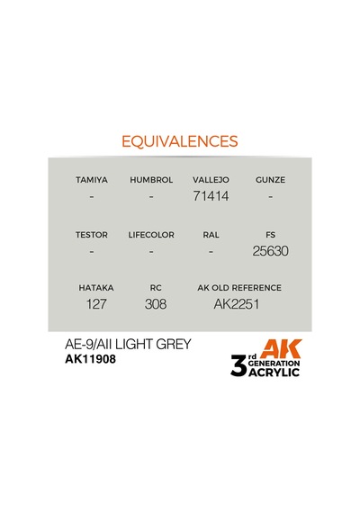 Ak Interactive 11908, 17 Ml. 3gen Ae-9/aıı Light Grey Aircraft Maket Boyası Standart
