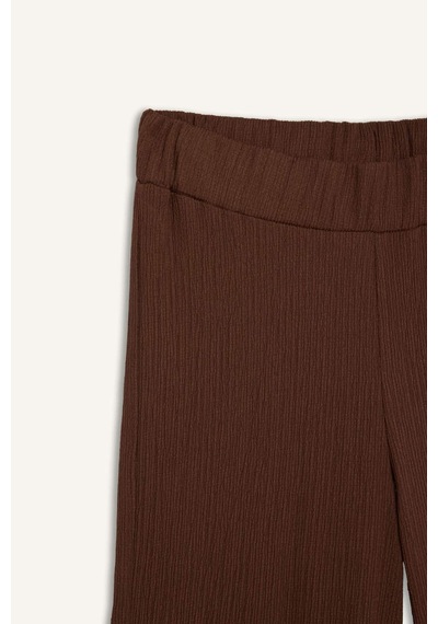 Defacto Bürümcük Pantolon Wide Leg Geniş Bol Paça Esnek Belli C0200AX24AUBN316 Kahve