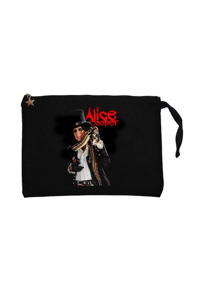 Alice Cooper Snake Siyah Clutch Astarlı Cüzdan / El Çantası