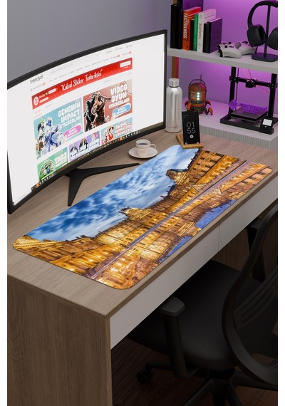 Louvre Müzesi Fransa V4 90x40 Xxl Gaming Kauçuk Kaymaz Taban Mouse Pad Fare Altlığı