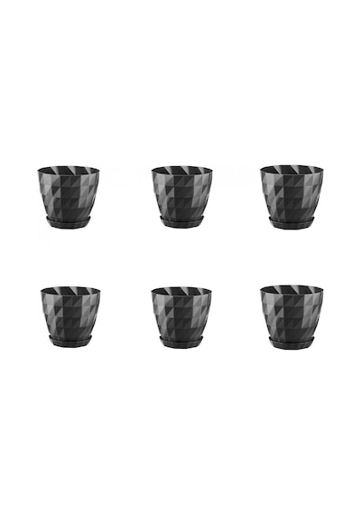 Modular Square Saksı 5 Adet - 1.85 Lt Siyah Dekoratif Saksı