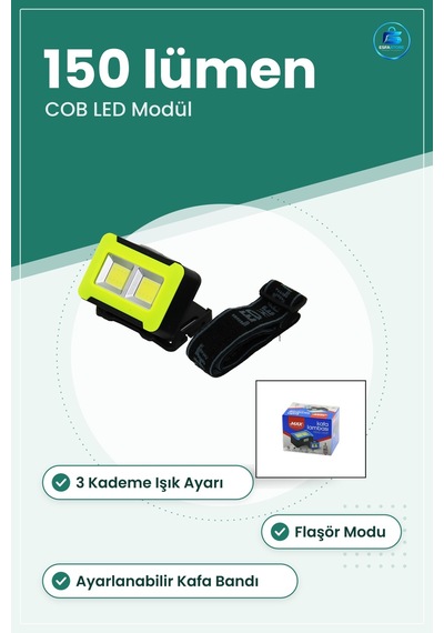 Kafa Lambası 3w Cob Led Lümen 3 Kademe Flaşörlü Kamp Yürüyüş Koşu Çok renkli