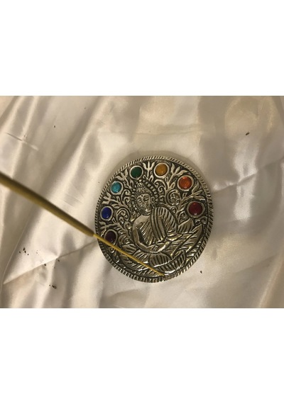 Çubuk Tütsülük İşlemeli Çelik Buda Budha Konik Tütsülük Yuvarlak 7 Çakra
