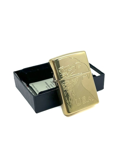 Zippo Amerikan Kartalı High Polish Brass Dizayn Çakmak Sarı