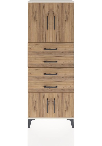 Arges Dolap 2 Raflı 4 Çekmeceli 4 Kapaklı 60x30x163 Aytaşı-çam Aytaşı