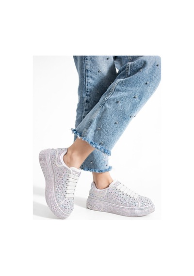 Dabab Shoes Stella Kadın Beyaz Taşlı Işıltılı Platform Sneakers Spor Ayakkabı