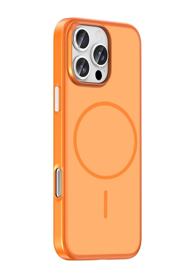 İphone 16 Pro Max Kılıf M-safe Şarj Özellikli Zore Lora Pc Kapak - Turuncu