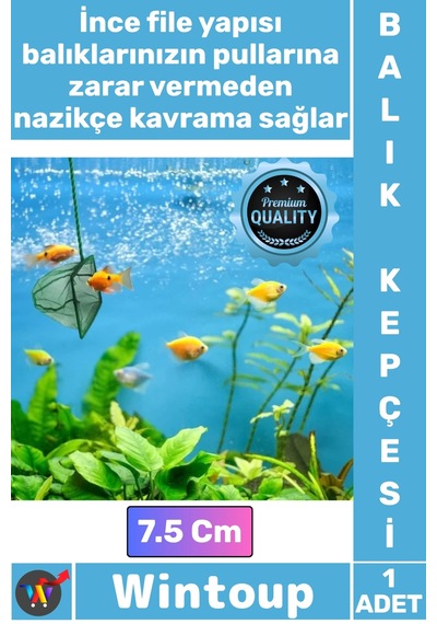 Akvaryumkepçesi Profesyonel Sağlam Dayanıklı İnce Fileli Akvarist Akvaryum Balık Kepçesi 7.5 Cm