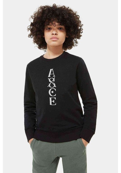 Tshirthane One Piece Baskılı Unisex Çocuk Siyah Sweatshirt Siyah