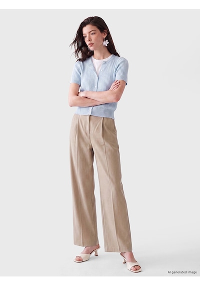Lcw Comfort Mavi Bisiklet Yaka Kadın Triko Hırka