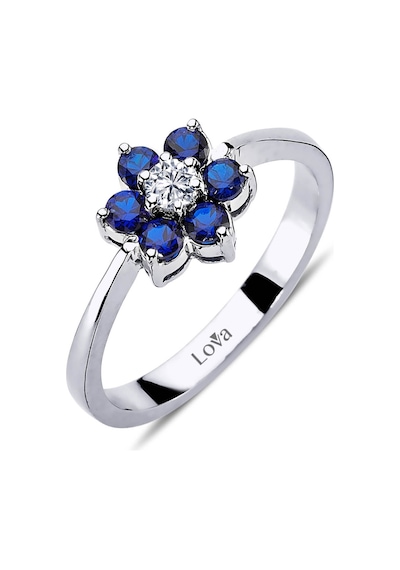 Lova Pırlantalı Safir Papatya Yüzük - 1020247