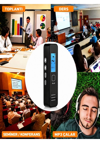 Nıvego Mini Ses Kayıt Cihazı Diktafon Ders, Toplantı, Röportaj Kayıt Tek Tuş Ses Kaydedici Taşınabilir Dijital Recorder Mp3 Çalar Kompakt Tasarım